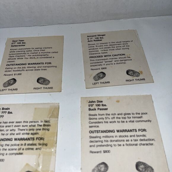 1979 Stop Thief Replacement Part Wanted Cards For Electronic Cops and Robbers - Picture 7 of 7